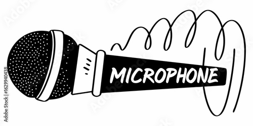 Find the perfect microphone illustration for your next project black and white microphone vector art on transparent background