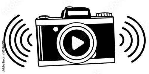 Camera photography video recording icon design for content creation and social media marketing vector art on transparent background