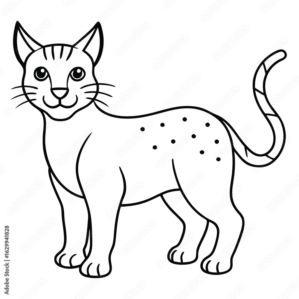 Obraz premium Cartoon lynx isolated on white background in black and white style