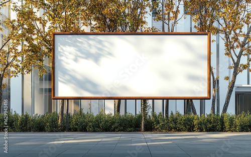Blank billboard mockup in urban park setting. Perfect for advertising and design presentations.