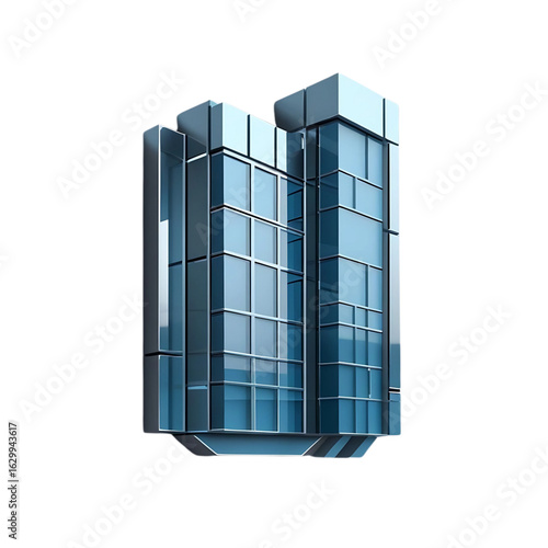 blue glass building vector