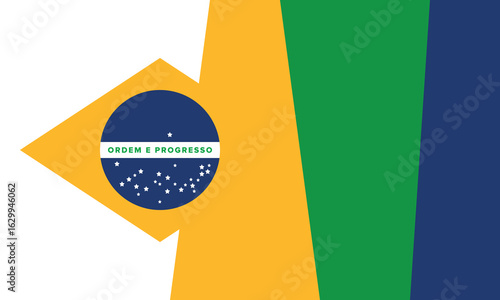 Brazil flag. Brazil Independence Day. Happy national holiday. Freedom day. Celebrate annual in September 7. Patriotic brazilian design. Poster, card, banner, template, background. Vector illustration