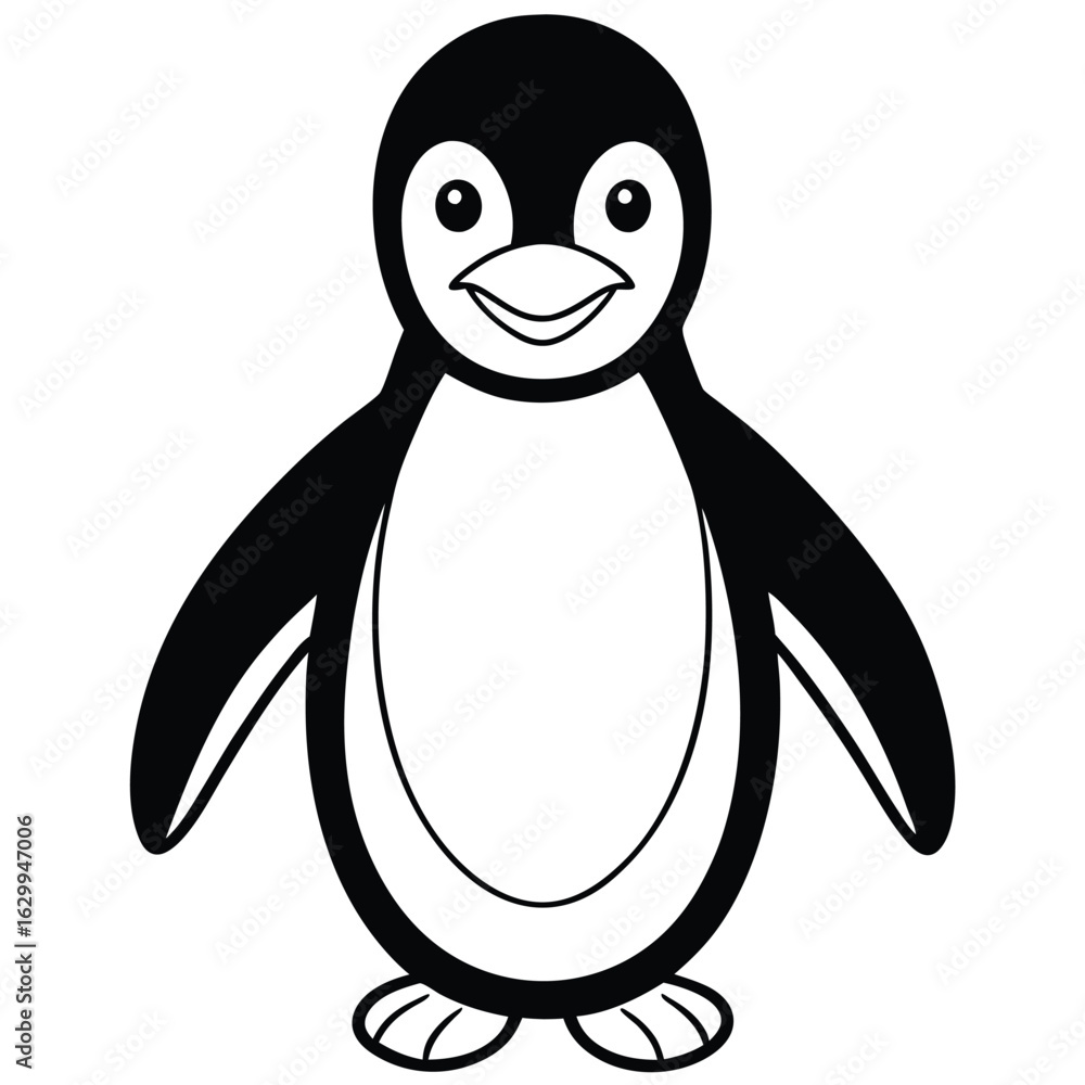 Fototapeta premium Cute penguin cartoon drawing isolated on white background