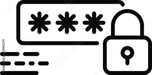 Black icon of password entry and lock security login
