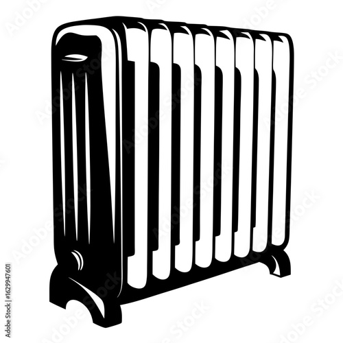 Vintage Radiator Silhouette - Heating Icon Vector

