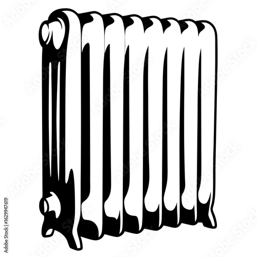 Vintage Radiator Silhouette - Heating Icon Vector


