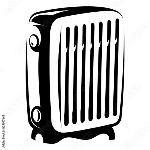 Vintage Radiator Silhouette - Heating Icon Vector

