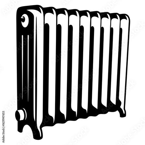 Vintage Radiator Silhouette - Heating Icon Vector

