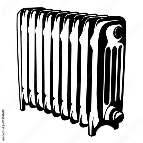 Vintage Radiator Silhouette - Heating Icon Vector

