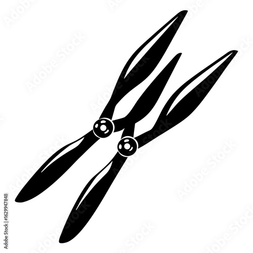 Black Silhouette of Twin Propeller Blades – Aerodynamic Aviation Design

