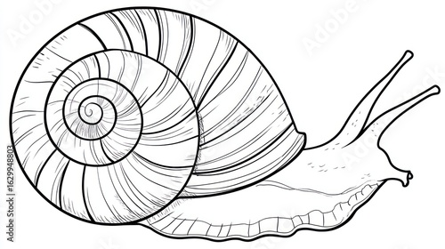 Detailed line drawing of a snail (1)