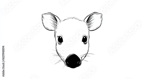 Simple black-and-white drawing of a small mammal's head
