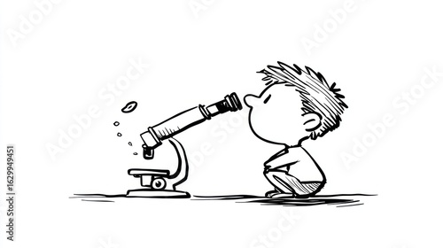 A child looking through a microscope