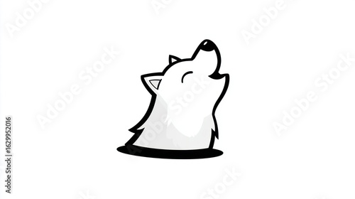 Cute white wolf howling