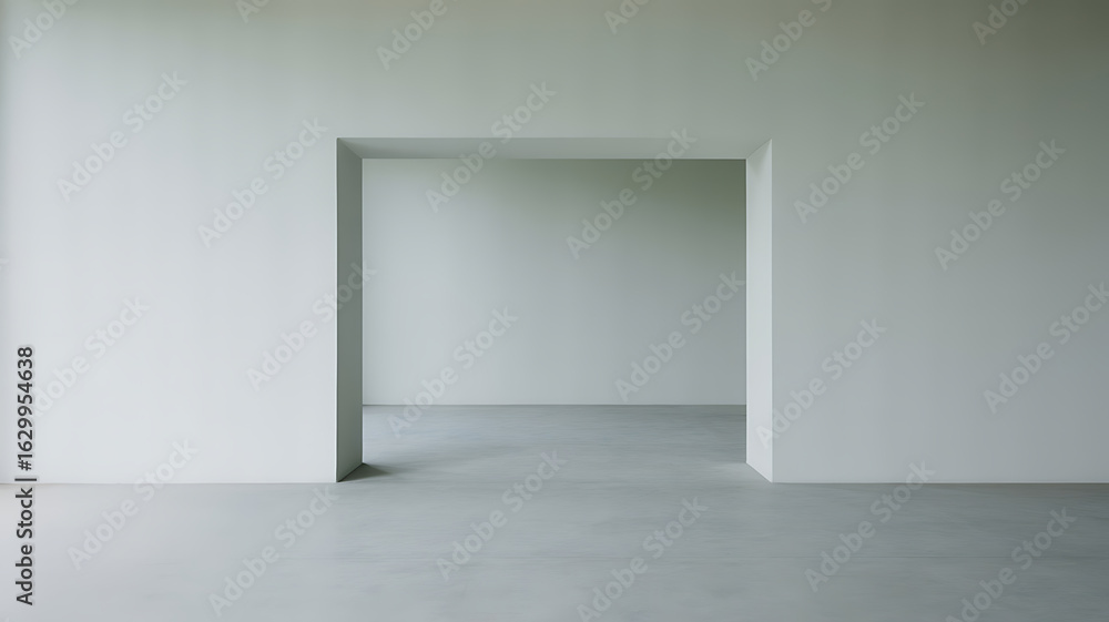 Fototapeta premium Empty room, white walls, gray floor, minimalist space. 