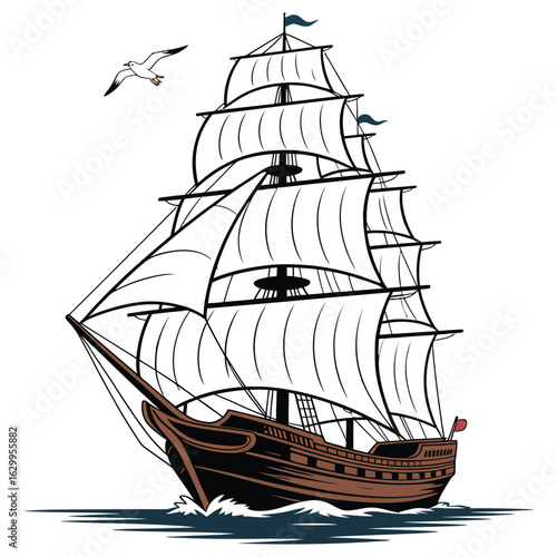 pirate ship isolated on white