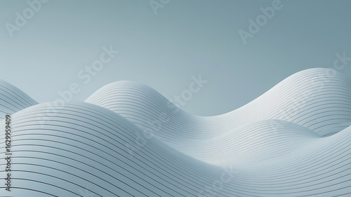 Abstract wavy lines in light gray.
