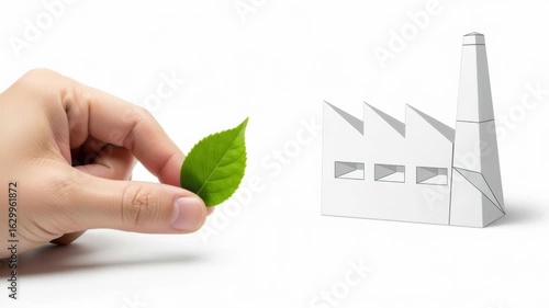 Eco-Friendly Supply Chain Diversification Concept with Green Leaf and Factory Icon