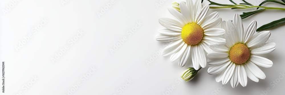 Fototapeta premium Elegant White Daisy Blooming in Minimalist Style with Soft Natural Light and Isolated Background