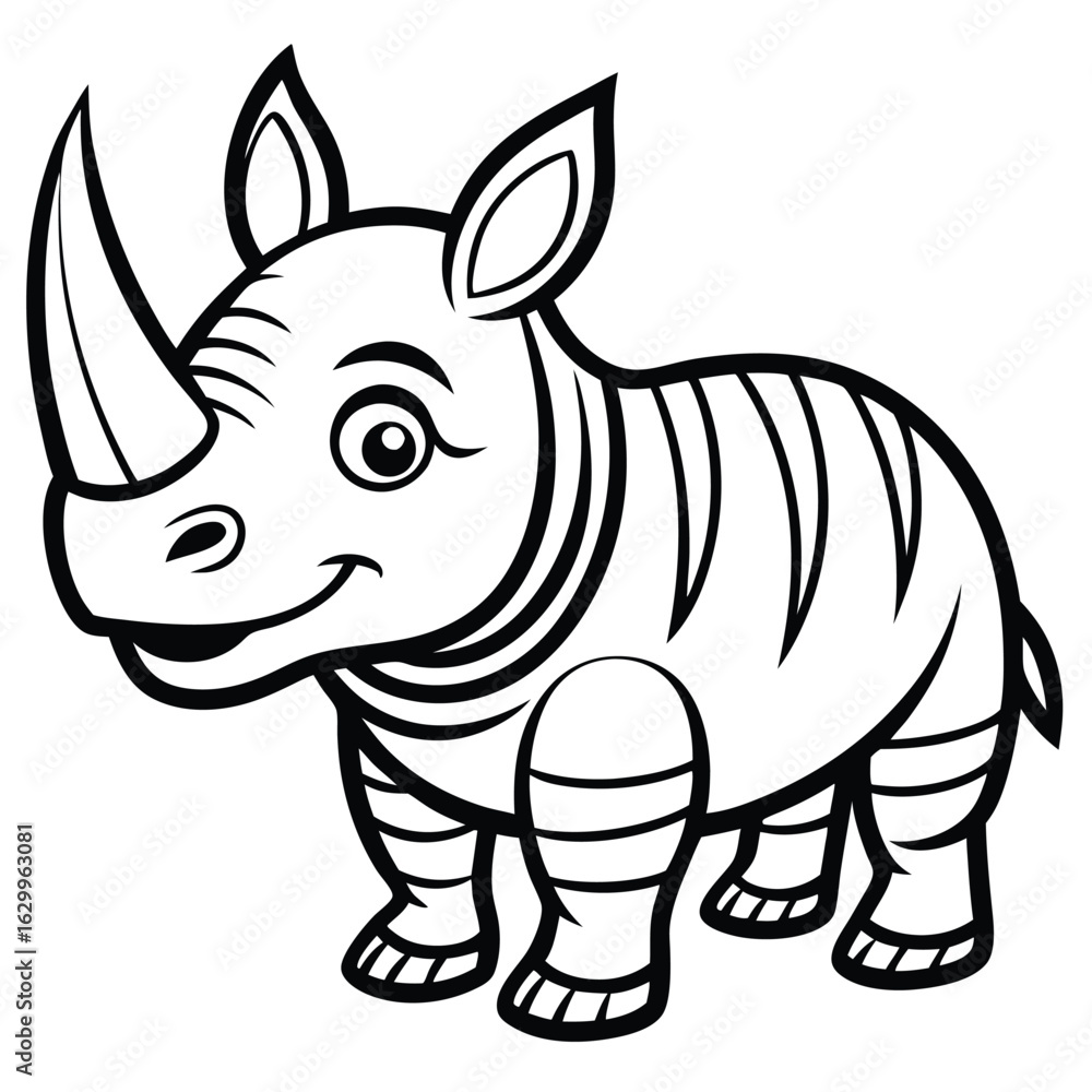 Naklejka premium Cartoon rhino illustration isolated on white background