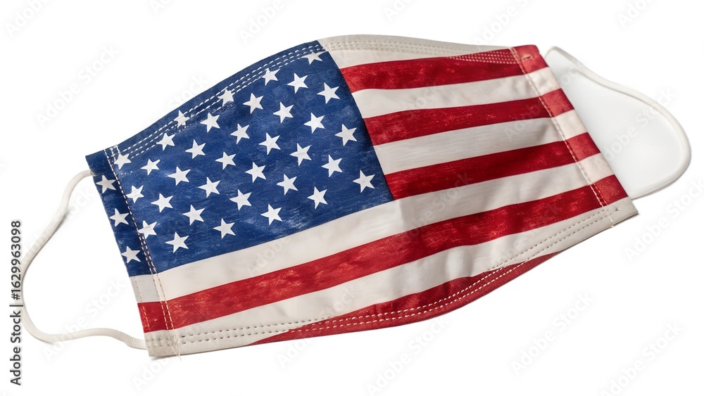 Obraz premium Face Mask Featuring USA Flag Texture Isolated on Transparent Background