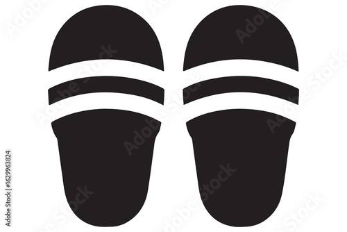 Beach flip flops icon  black silhouette vector
