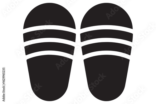 Beach flip flops icon  black silhouette vector
