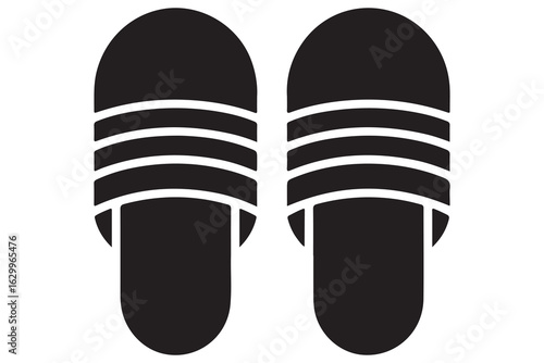 Beach flip flops icon  black silhouette vector
