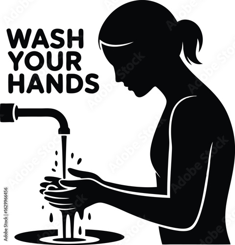 a person washing hands silhouette 
