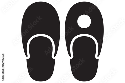 Beach flip flops icon  black silhouette vector
