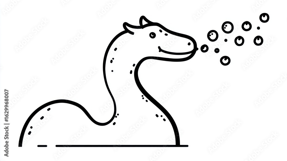 Fototapeta premium Cartoon dragon blowing bubbles