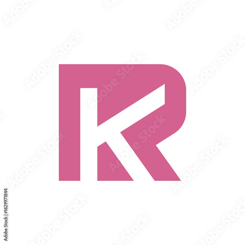 Modern minimalist logo combining letters R and K in bold pink geometric style, symbolizing creativity, strength, and brand identity.