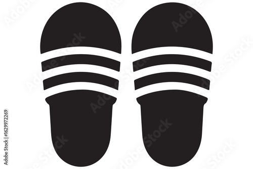 Beach flip flops icon  black silhouette vector
