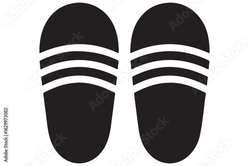 Beach flip flops icon  black silhouette vector
