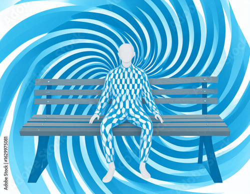 Person on Bench in Hypnotic Swirl
