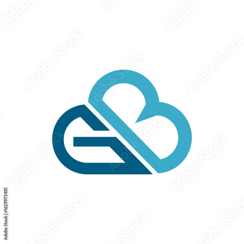 Creative cloud-shaped monogram logo combining letters G and B in modern blue tones, symbolizing innovation, technology, and digital connectivity.

