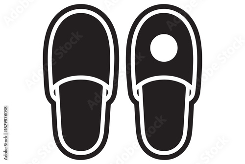 Beach flip flops icon  black silhouette vector
