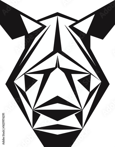 Striking Geometric Animal Head Design: Modern Abstract Black and White Vector Art for Logos, Branding, and Contemporary Decor