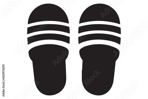 Beach flip flops icon  black silhouette vector
