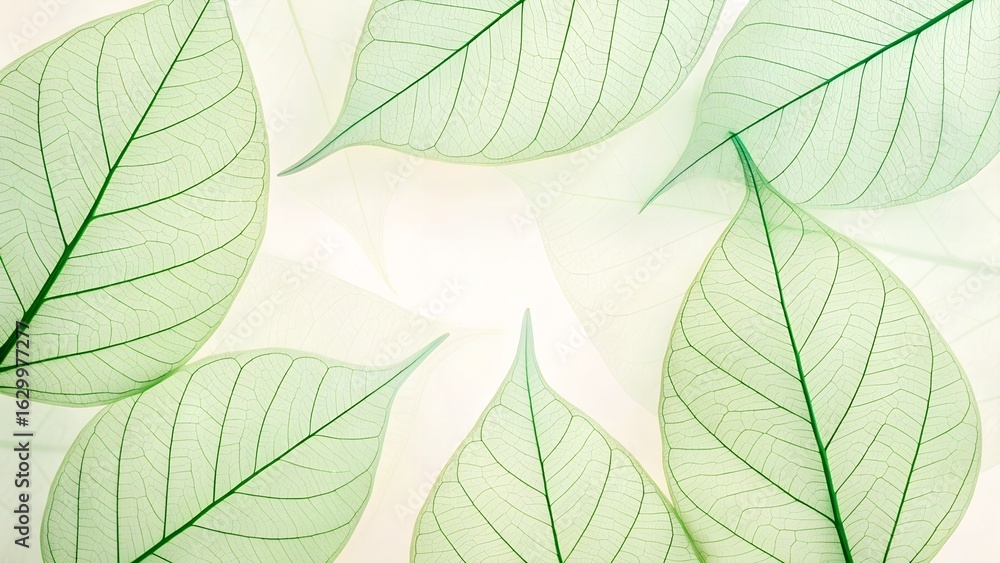 Obraz premium Translucent Leaf Veins Delicate Natural Pattern Background