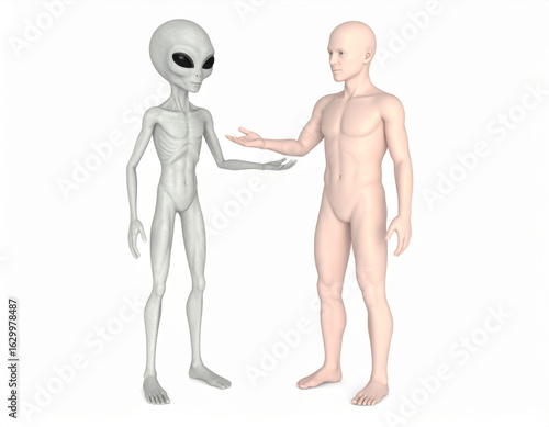 Alien and Human Handshake A Symbolic Encounter