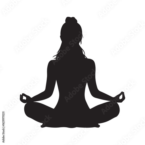 woman in a yoga sitting pose silhouette, a black silhouette of a person in a yoga pose, silhouette of a woman doing yoga, silhouette woman stretching yoga on white background