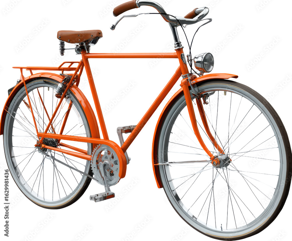 Obraz premium Vintage orange bicycle on a transparent background, perfect for easy integration