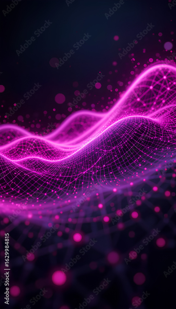 Fototapeta premium AI-Inspired Magenta Data Background with Futuristic Grid