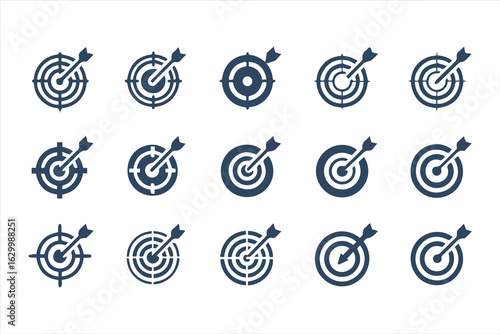 Target and crosshair icon set. Collection of simple aim, bullseye, and focus symbols for business marketing, goals, and strategy concepts.