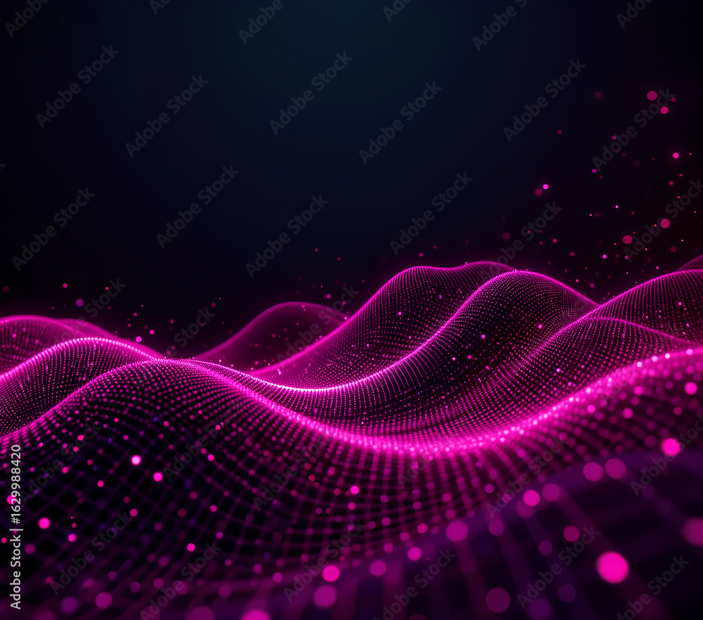 Fototapeta premium High-Tech Magenta AI Data Background with Light Nodes