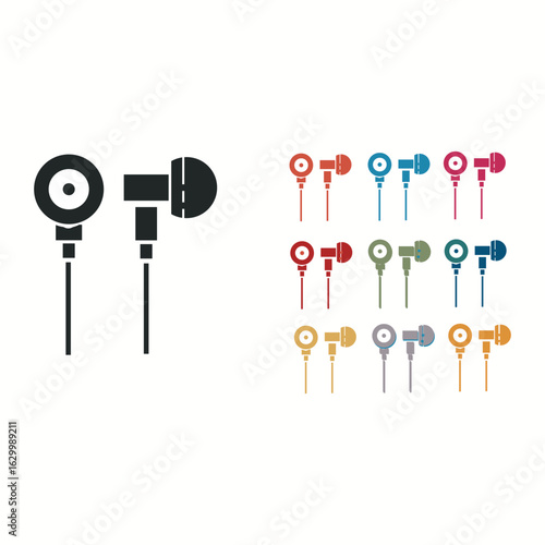 Black Air headphones icon icon isolated on white. Vector
