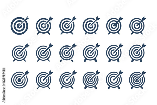 Target and crosshair icon set. Collection of simple aim, bullseye, and focus symbols for business marketing, goals, and strategy concepts.