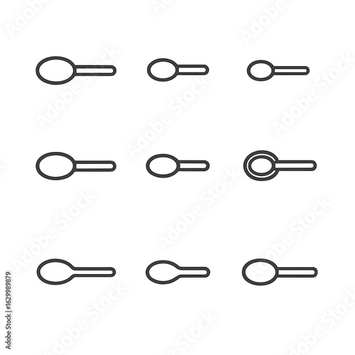 Measuring Spoon Icons. Outline icon set of measuring spoons: 1 teaspoon, 1/2 teaspoon, 1/4 teaspoon, 1 tablespoon, 1/2 tablespoon,