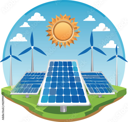 Renewable Energy with Solar Panels and Wind Turbines